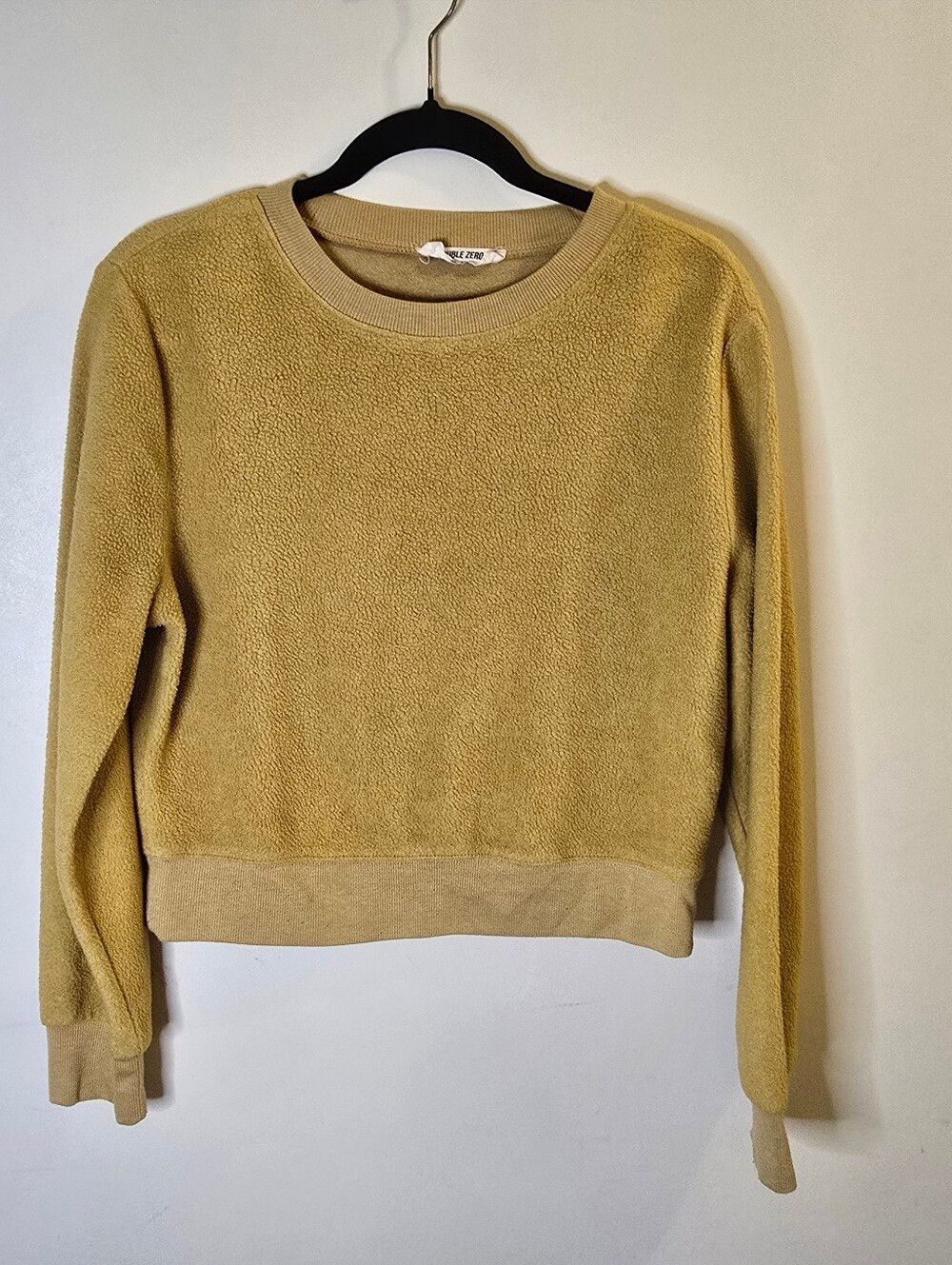 Double Zero Womens Mustard Yellow Crew Neck Pullover Sweatshirt Small